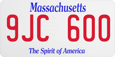 MA license plate 9JC600