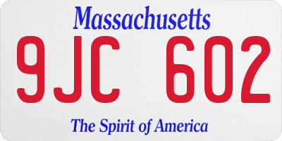 MA license plate 9JC602