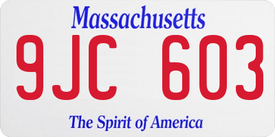 MA license plate 9JC603