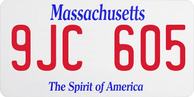 MA license plate 9JC605