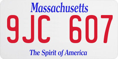 MA license plate 9JC607