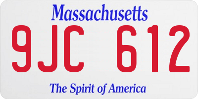 MA license plate 9JC612