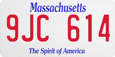 MA license plate 9JC614