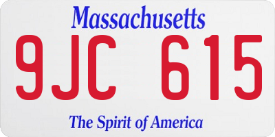 MA license plate 9JC615