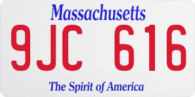 MA license plate 9JC616