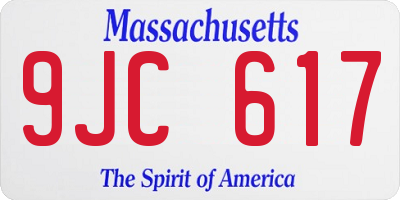 MA license plate 9JC617