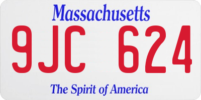 MA license plate 9JC624