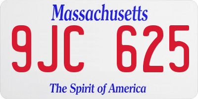 MA license plate 9JC625