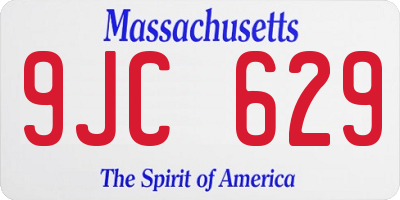 MA license plate 9JC629