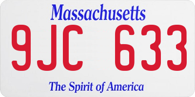 MA license plate 9JC633