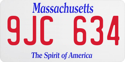 MA license plate 9JC634