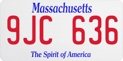 MA license plate 9JC636