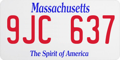 MA license plate 9JC637
