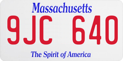 MA license plate 9JC640