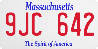 MA license plate 9JC642