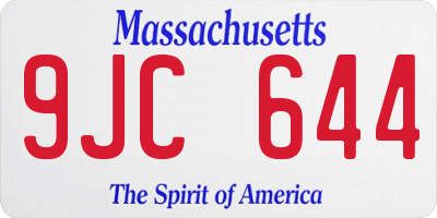 MA license plate 9JC644