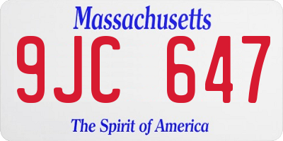 MA license plate 9JC647