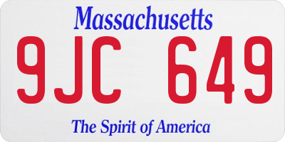 MA license plate 9JC649