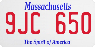 MA license plate 9JC650