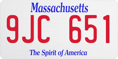 MA license plate 9JC651