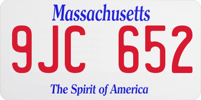 MA license plate 9JC652