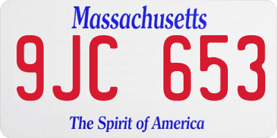 MA license plate 9JC653