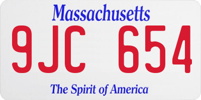MA license plate 9JC654