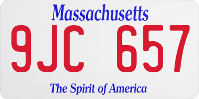 MA license plate 9JC657
