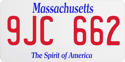 MA license plate 9JC662