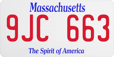MA license plate 9JC663
