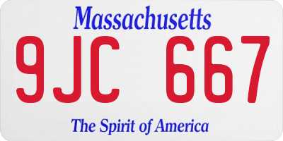 MA license plate 9JC667
