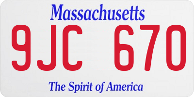 MA license plate 9JC670