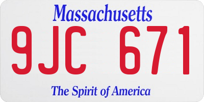 MA license plate 9JC671
