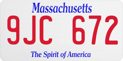 MA license plate 9JC672