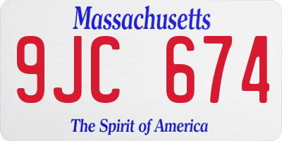 MA license plate 9JC674