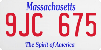 MA license plate 9JC675