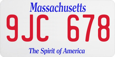 MA license plate 9JC678