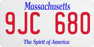 MA license plate 9JC680
