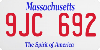 MA license plate 9JC692