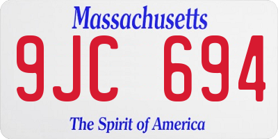 MA license plate 9JC694