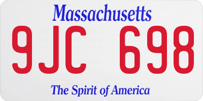 MA license plate 9JC698