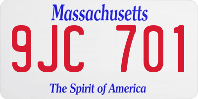 MA license plate 9JC701