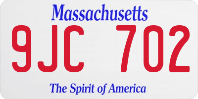 MA license plate 9JC702