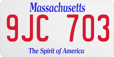 MA license plate 9JC703