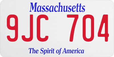 MA license plate 9JC704