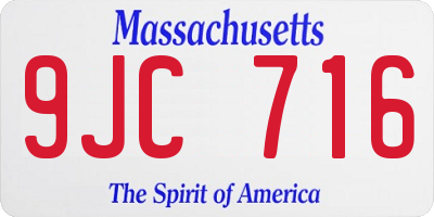 MA license plate 9JC716