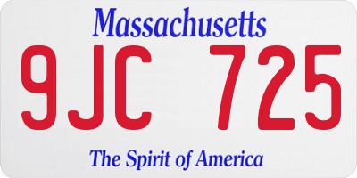 MA license plate 9JC725
