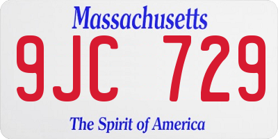 MA license plate 9JC729