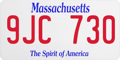 MA license plate 9JC730