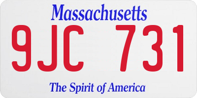 MA license plate 9JC731